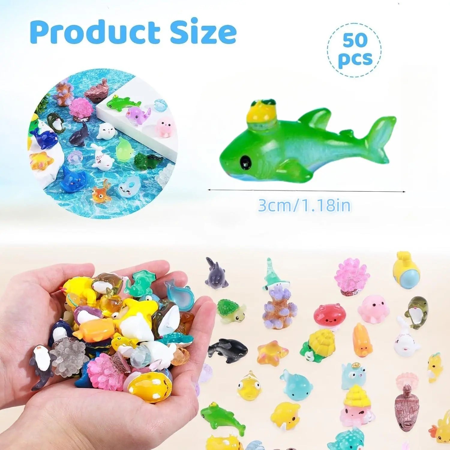 Adorable Miniature Fish & Aquatic Decorations for Fish Tanks - 20/50 Pcs Cute Animal Shapes for Home & Office Micro Landscapes