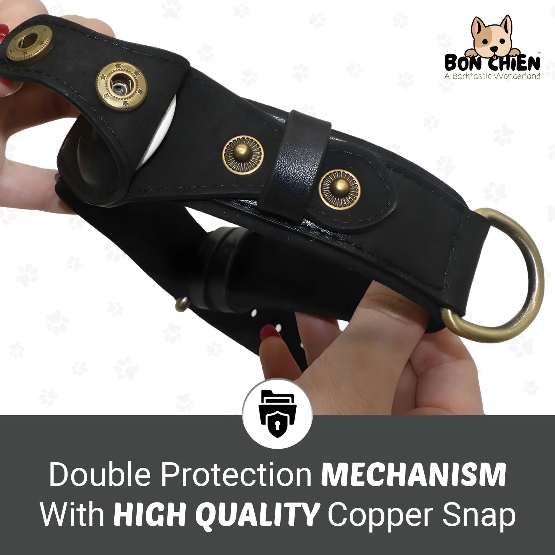 Bon Chien Premium Leather Dog Collar with Built-In Apple AirTag Holder - Waterproof, Adjustable, and Stylish Pet Accessory for Small Dogs