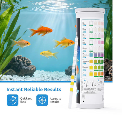 Comprehensive 9-In-1 Aquarium Test Strips - Fast & Accurate Water Testing for Ammonia, Nitrate, pH, Chlorine & More (65 & 135 Ct)