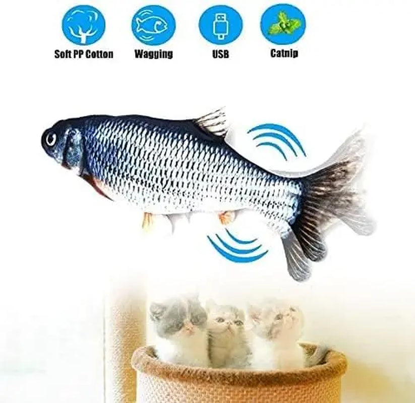 Interactive Automatic Plush Fish Cat Toy - Touch-Sensitive USB-Powered Puppet for All Breeds