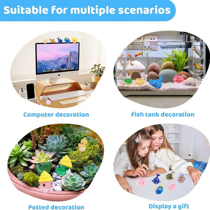 Adorable Miniature Fish & Aquatic Decorations for Fish Tanks - 20/50 Pcs Cute Animal Shapes for Home & Office Micro Landscapes