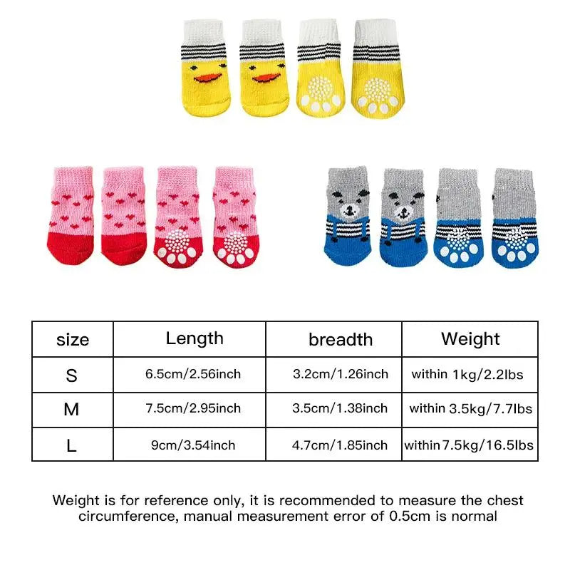 Adorable Cartoon Duck Pet Socks for Cats & Dogs - 2 Pairs of Non-Slip Soft Paw Protectors