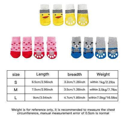 Adorable Cartoon Duck Pet Socks for Cats & Dogs - 2 Pairs of Non-Slip Soft Paw Protectors