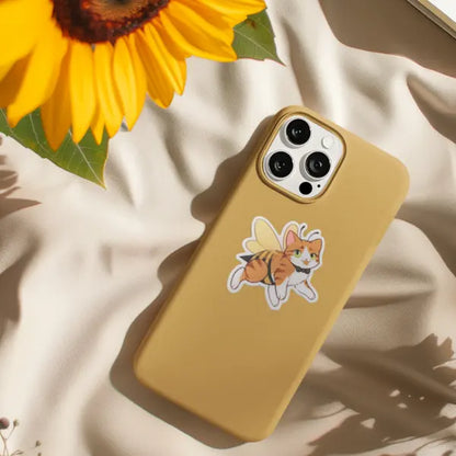 Adorable Orange Cat Bee Costume Sticker - Perfect for Cat Lovers!